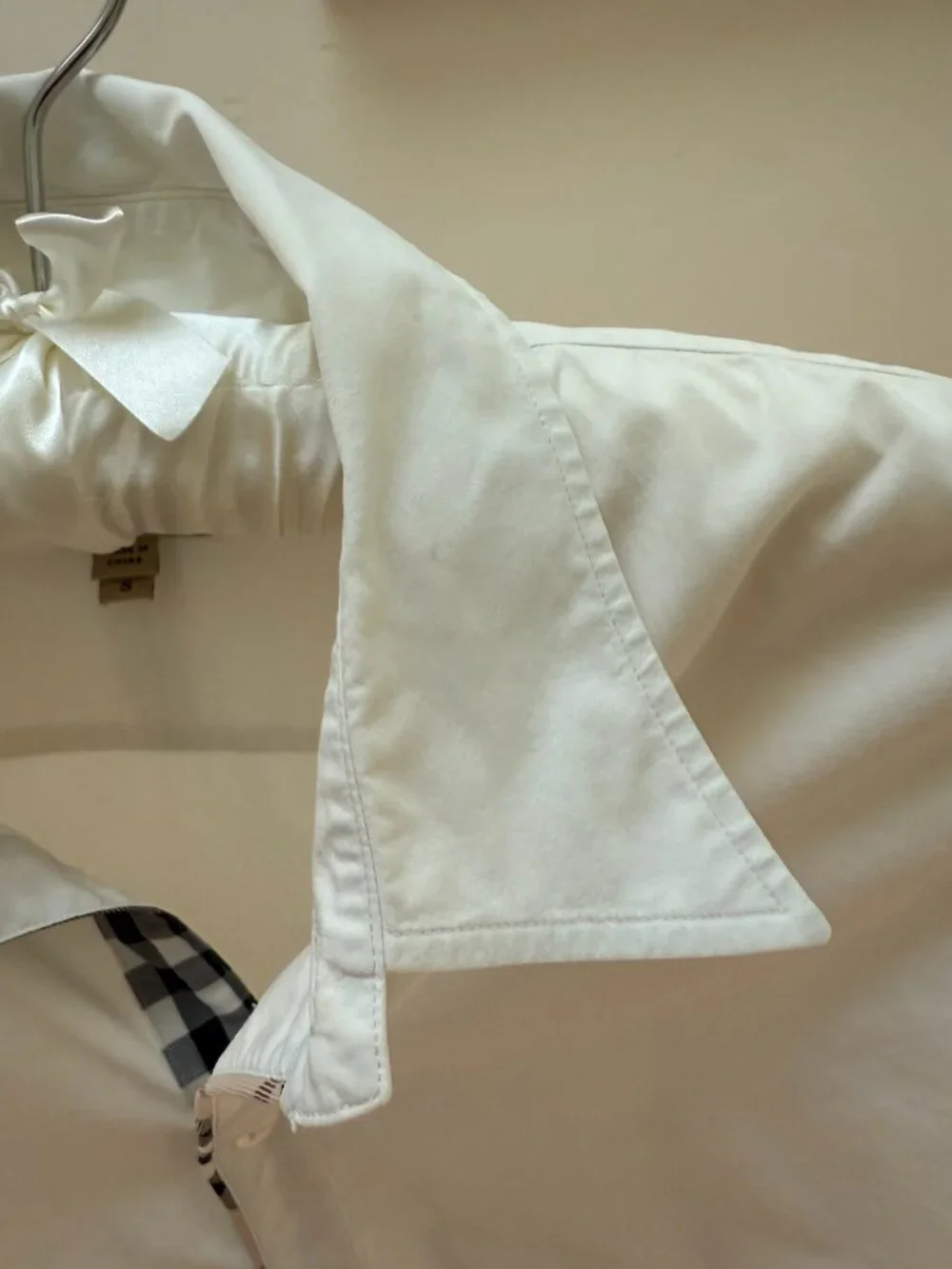 Burberry London White Cotton Button Up Shirt Sz S Nova Check Trim Stretch - Picture 7 of 7